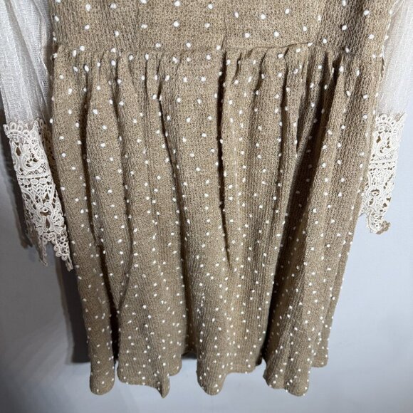 NWT Anthropologie Ryu Long Sleeve Sheer Lace Dress Women's Small Ivory Layered - Picture 11 of 14